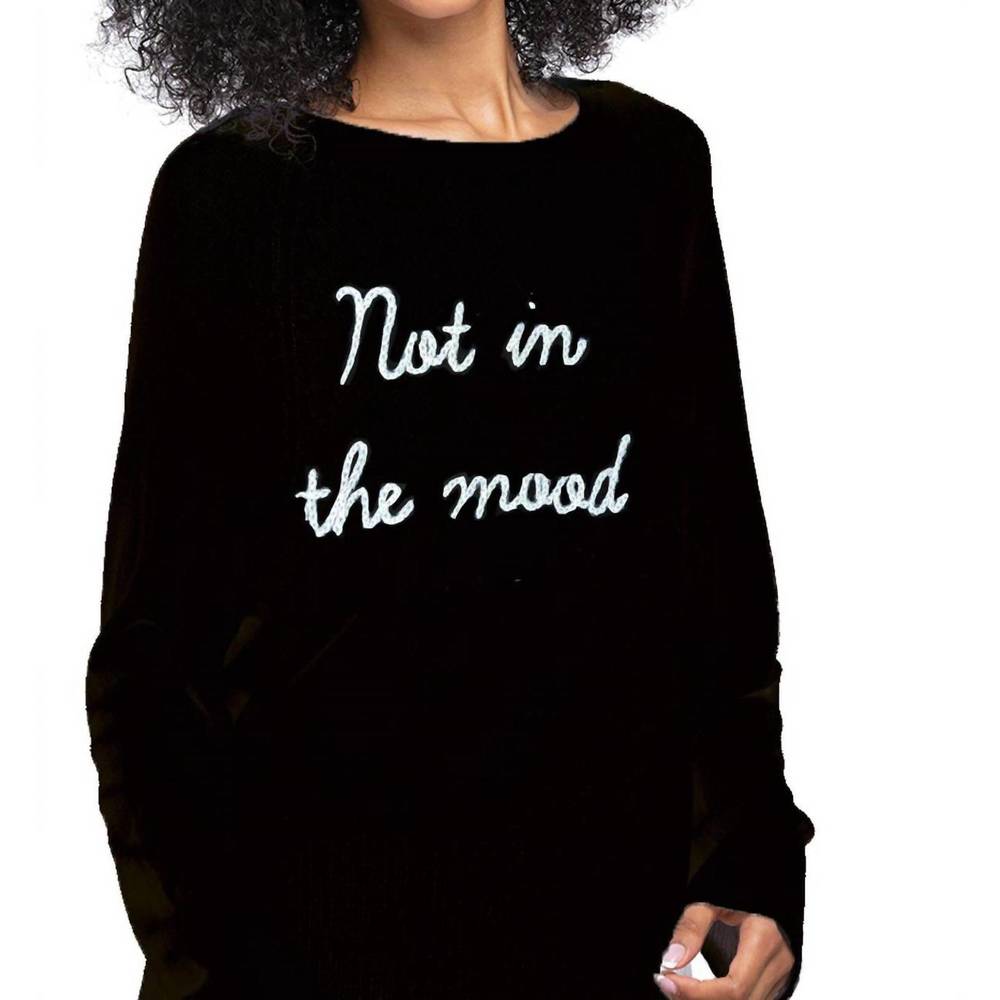 NEW SUBTLE LUXURY not in the mood embroidered sweater in black